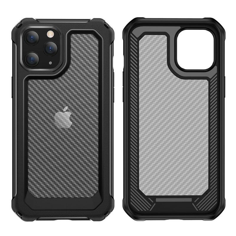 Coque iPhone 12 / 12 Pro Transparente Texture Fibre Carbone