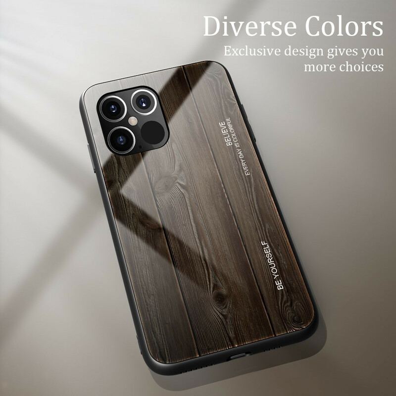 Coque iPhone 12 / 12 Pro Verre Trempé Design Bois