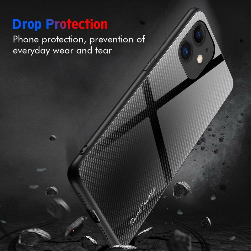 Coque iPhone 12 / 12 Pro Verre Trempé Fibre Carbone Classique