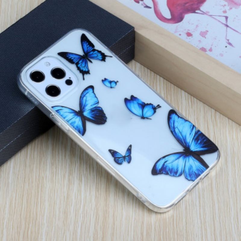 Coque iPhone 12 / 12 Pro Vol de Papillons Bleus