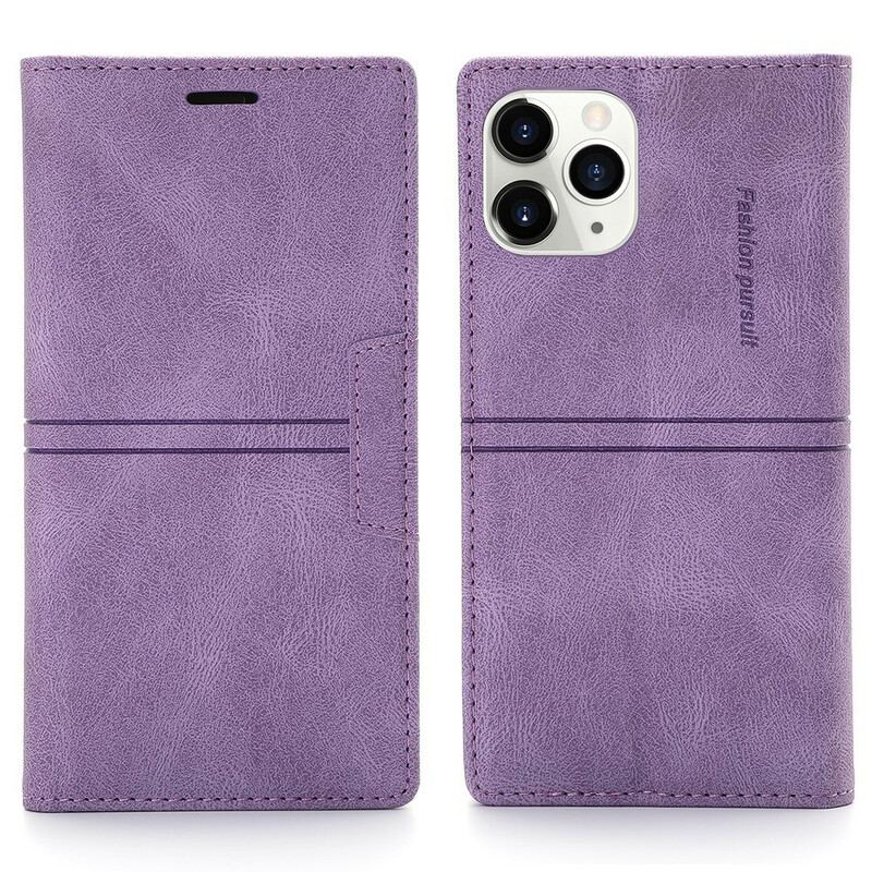 Flip Cover iPhone 12  / 12 Pro Effet Cuir Couture