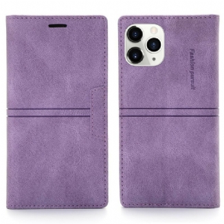 Flip Cover iPhone 12  / 12 Pro Effet Cuir Couture