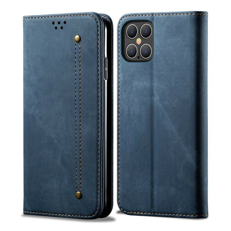 Flip Cover iPhone 12 / 12 Pro Simili Cuir Texture Jeans