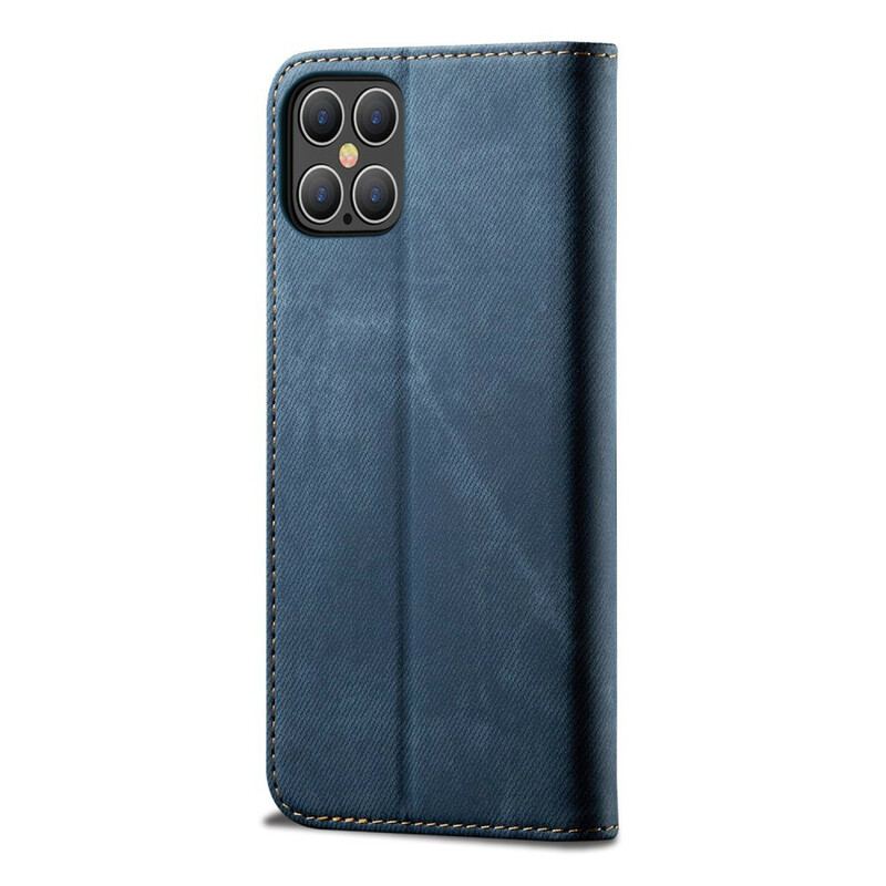 Flip Cover iPhone 12 / 12 Pro Simili Cuir Texture Jeans