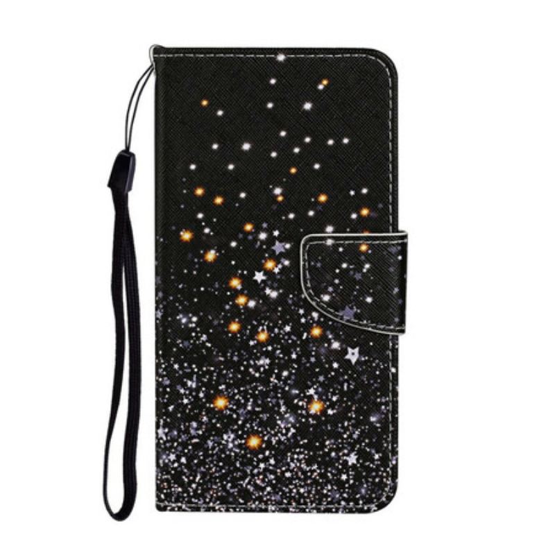 Housse iPhone 12 / 12 Pro Étoiles et Paillettes avec Lanière