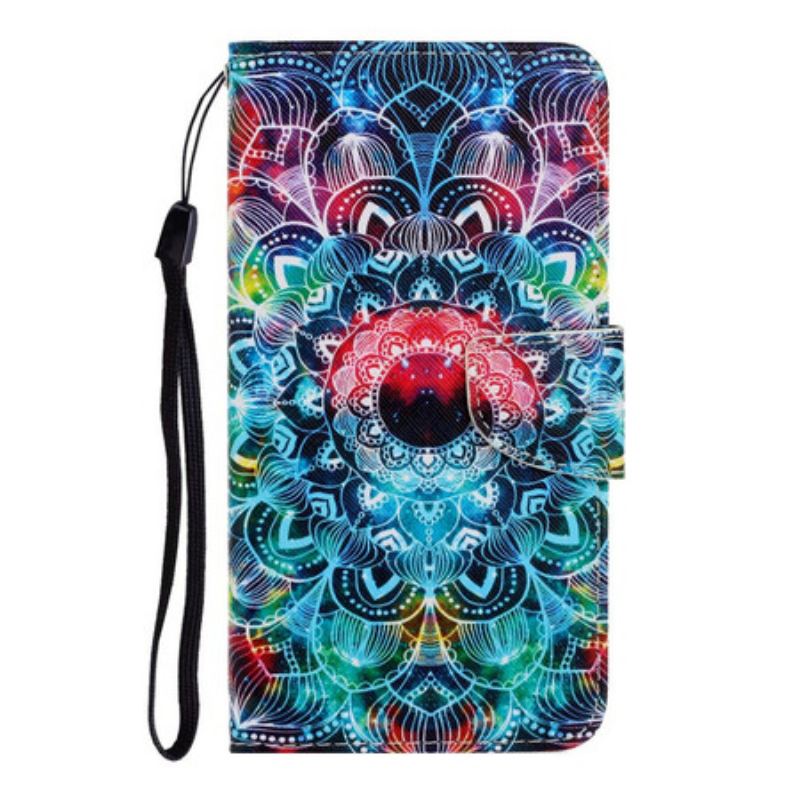 Housse iPhone 12 / 12 Pro Flashy Mandala à Lanière