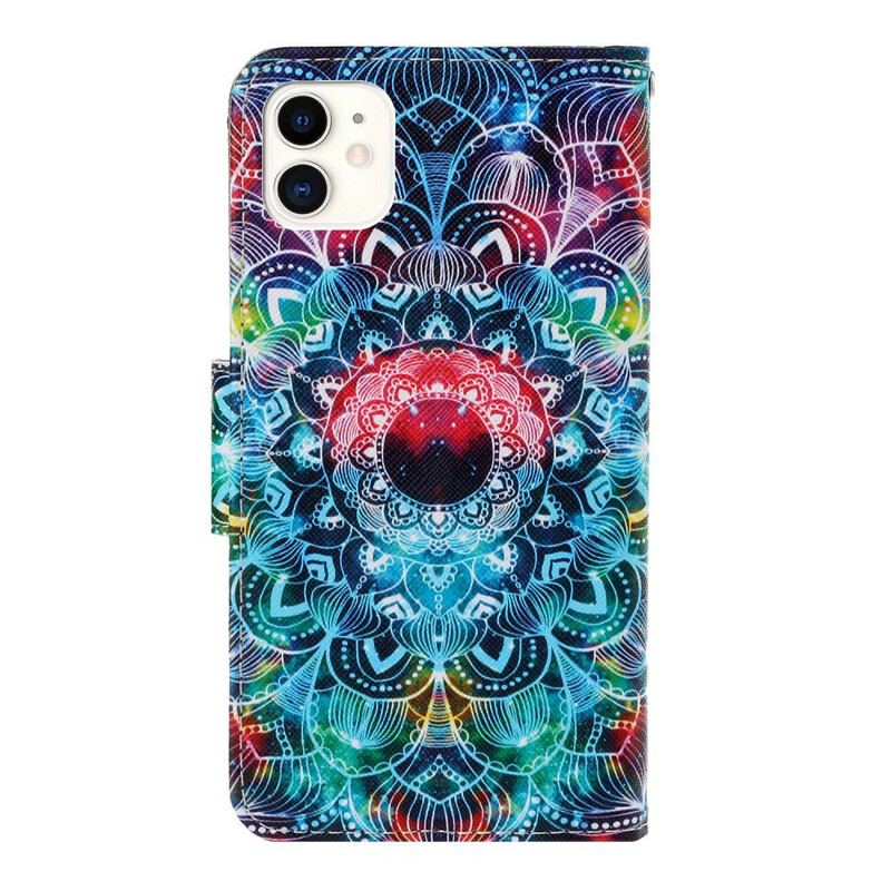 Housse iPhone 12 / 12 Pro Flashy Mandala à Lanière