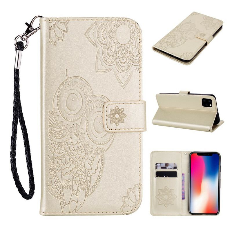 Housse iPhone 12 / 12 Pro Hibou Mandala et Lanière