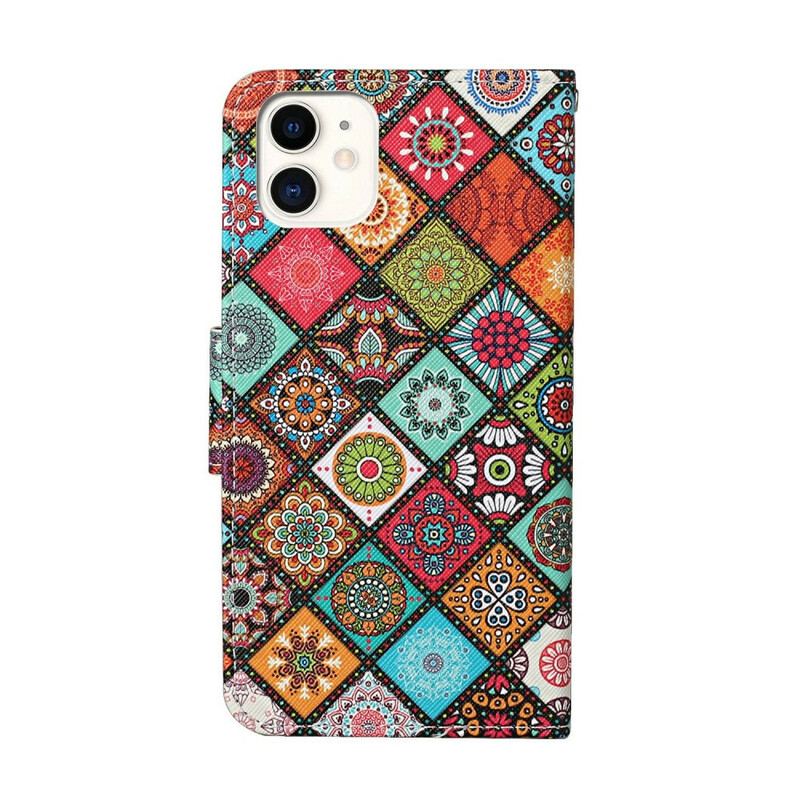 Housse iPhone 12 / 12 Pro Patchwork Mandalas avec Lanière