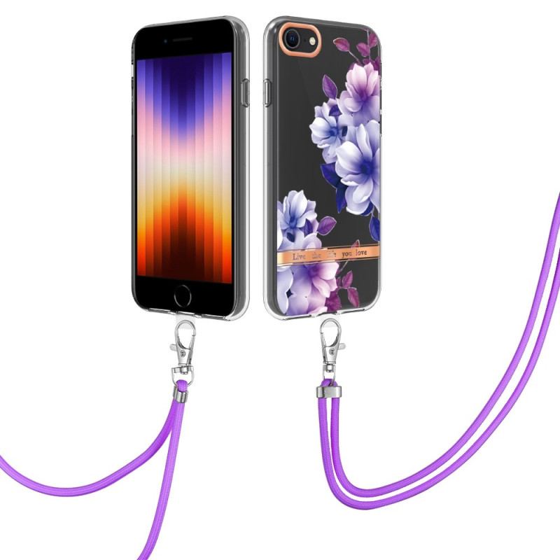 Coque iPhone SE 3 / SE 2 / 8 / 7 à Cordon Fleurs