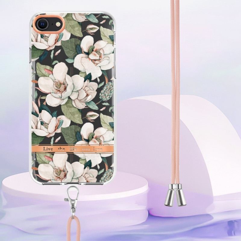 Coque iPhone SE 3 / SE 2 / 8 / 7 à Cordon Fleurs