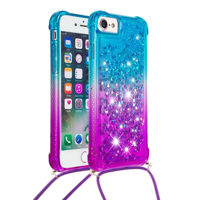 Coque iPhone SE 3 / SE 2 / 8 / 7 à Cordon Silicone Paillettes