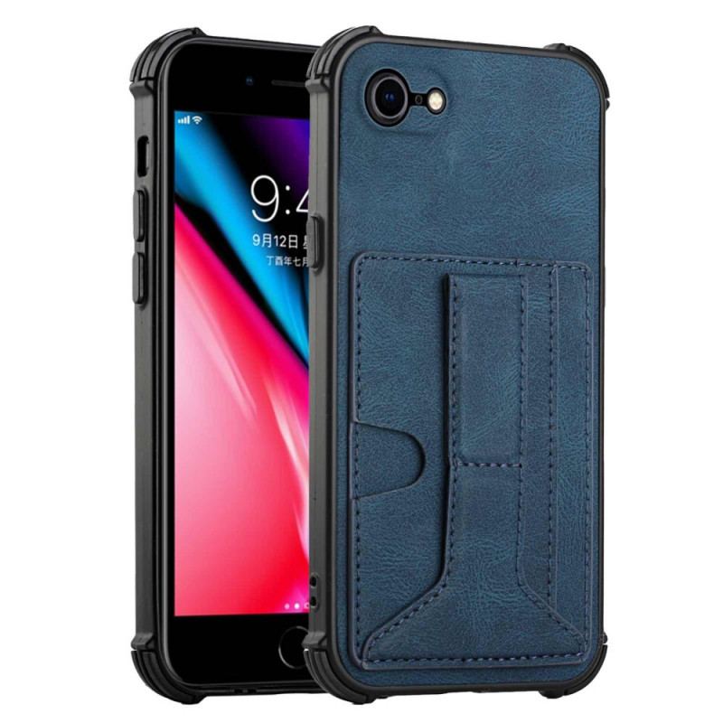 Coque iPhone SE 3 / SE 2 / 8 / 7 Cuir Support et Porte-Cartes