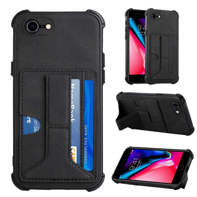 Coque iPhone SE 3 / SE 2 / 8 / 7 Cuir Support et Porte-Cartes