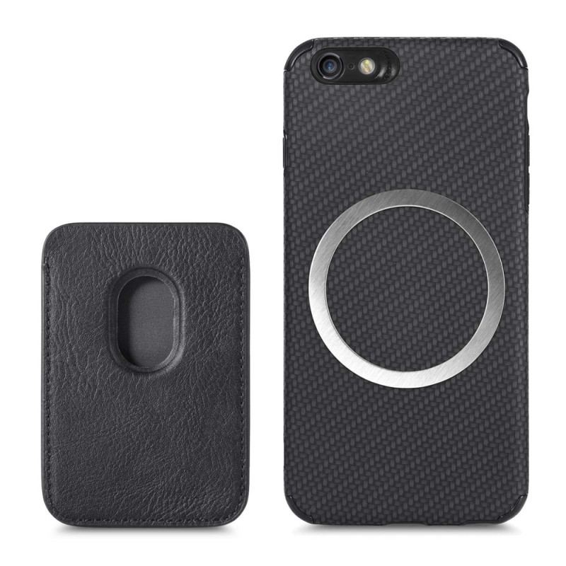 Coque iPhone SE 3 / SE 2 / 8 / 7 Fibre Carbone Porte-Cartes Amovible