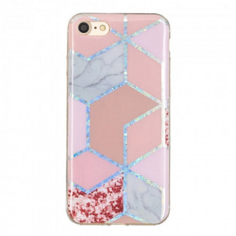 Coque iPhone SE 3 / 2 / 8. / 7  Marbre Design Paillettes