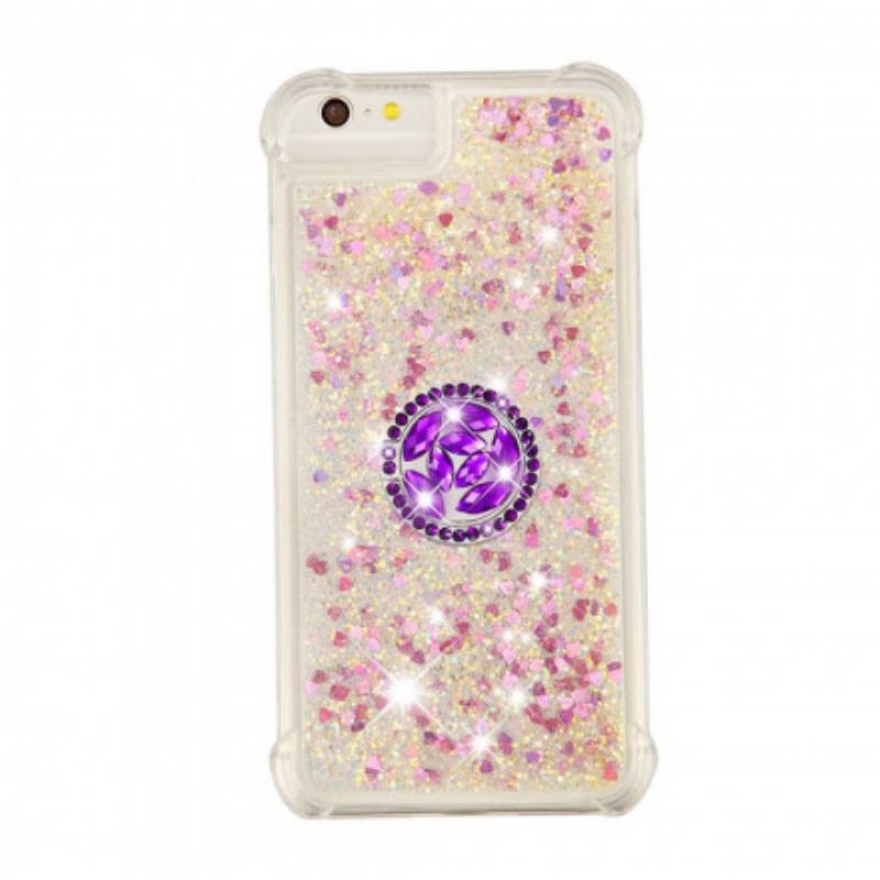 Coque iPhone SE 3 / 2 / 8 / 7 Paillettes avec Anneau-Support