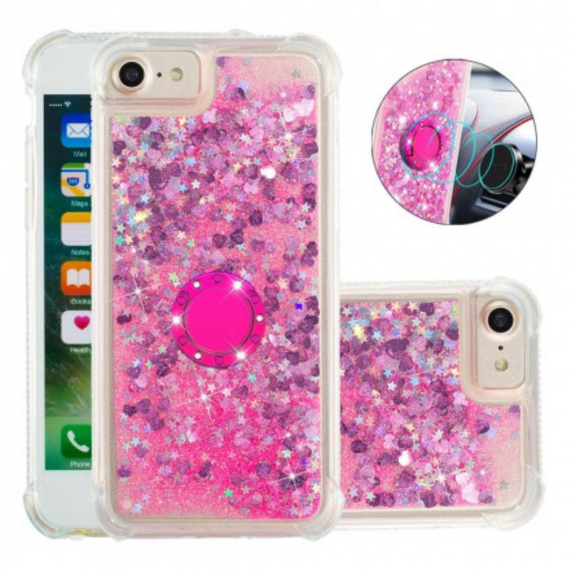 Coque iPhone SE 3 / 2 / 8 / 7 Paillettes avec Anneau-Support