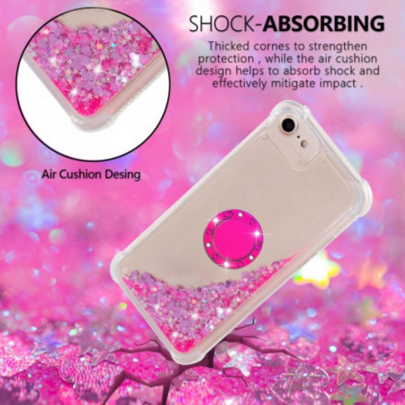 Coque iPhone SE 3 / 2 / 8 / 7 Paillettes avec Anneau-Support