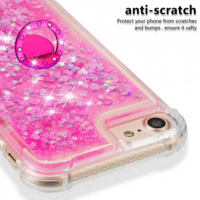 Coque iPhone SE 3 / 2 / 8 / 7 Paillettes avec Anneau-Support