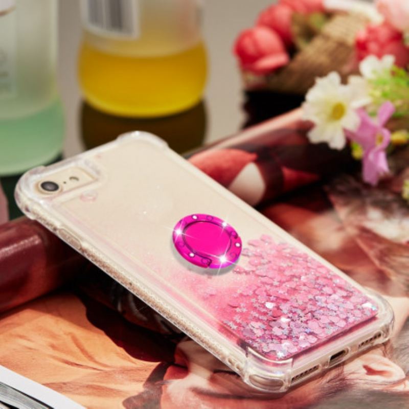 Coque iPhone SE 3 / 2 / 8 / 7 Paillettes avec Anneau-Support