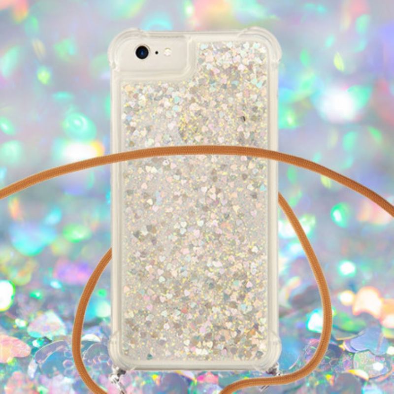 Coque iPhone SE 3 / 2 / 8 / 7 Paillettes et Cordon