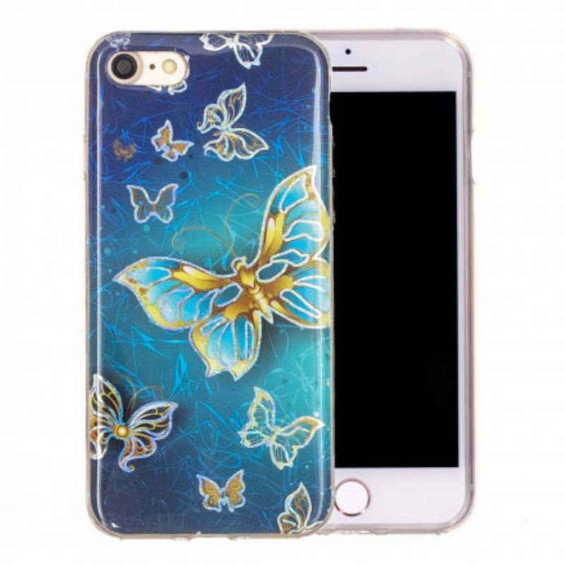 Coque iPhone SE 3 / 2 / 8 / 7 Papillons Design Paillettes