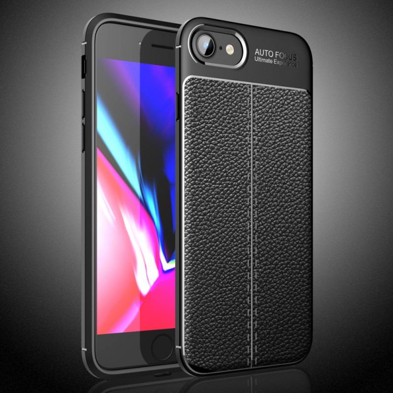 Coque iPhone SE 3 / SE 2 / 8 / 7 Simili Cuir Litchi Double Line