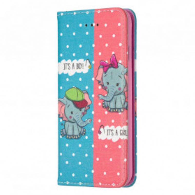 Flip Cover iPhone SE 3 / 2 / 8 / 7 Bébés Éléphants