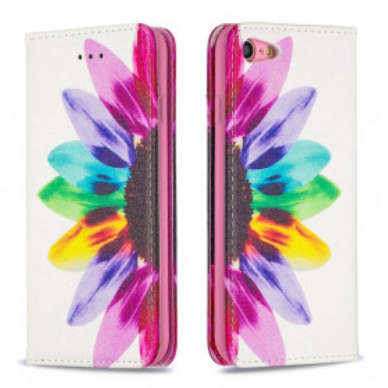 Flip Cover iPhone SE 3 / 2 / 8 / 7 Fleur Aquarelle