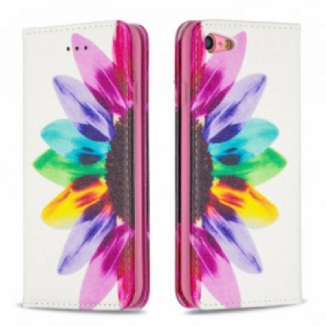 Flip Cover iPhone SE 3 / 2 / 8 / 7 Fleur Aquarelle