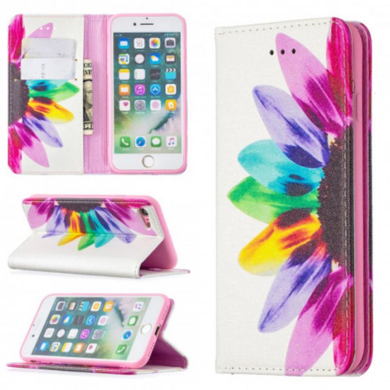 Flip Cover iPhone SE 3 / 2 / 8 / 7 Fleur Aquarelle