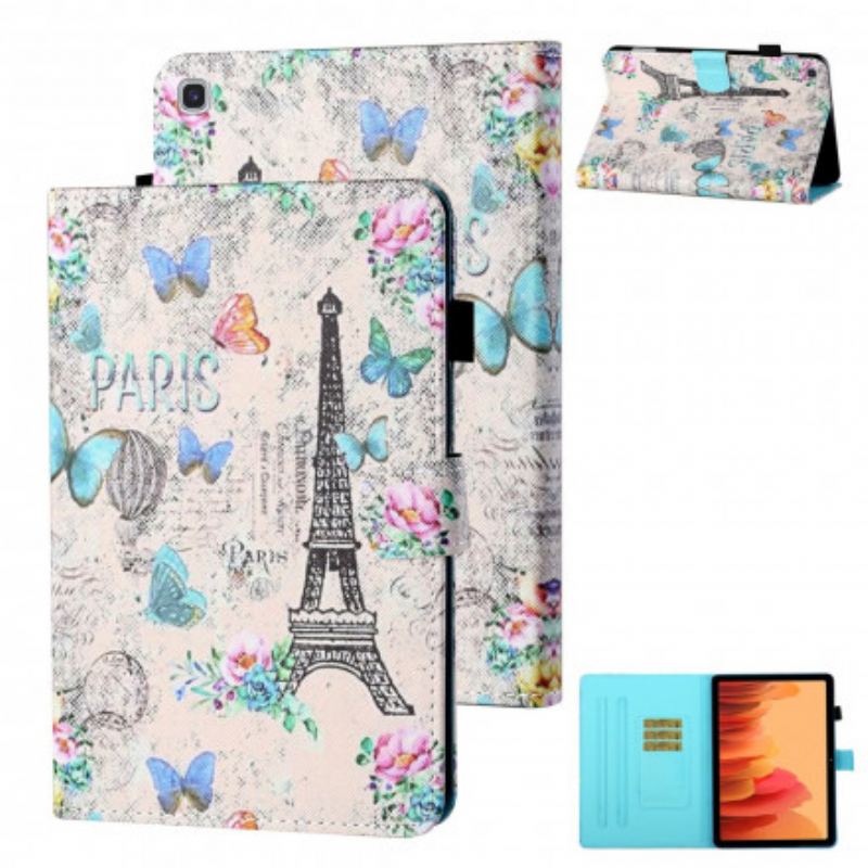 Housse Samsung Galaxy Tab A7 (2020) Tour Eiffel Papillons