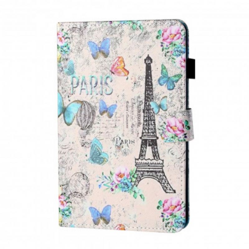 Housse Samsung Galaxy Tab A7 (2020) Tour Eiffel Papillons