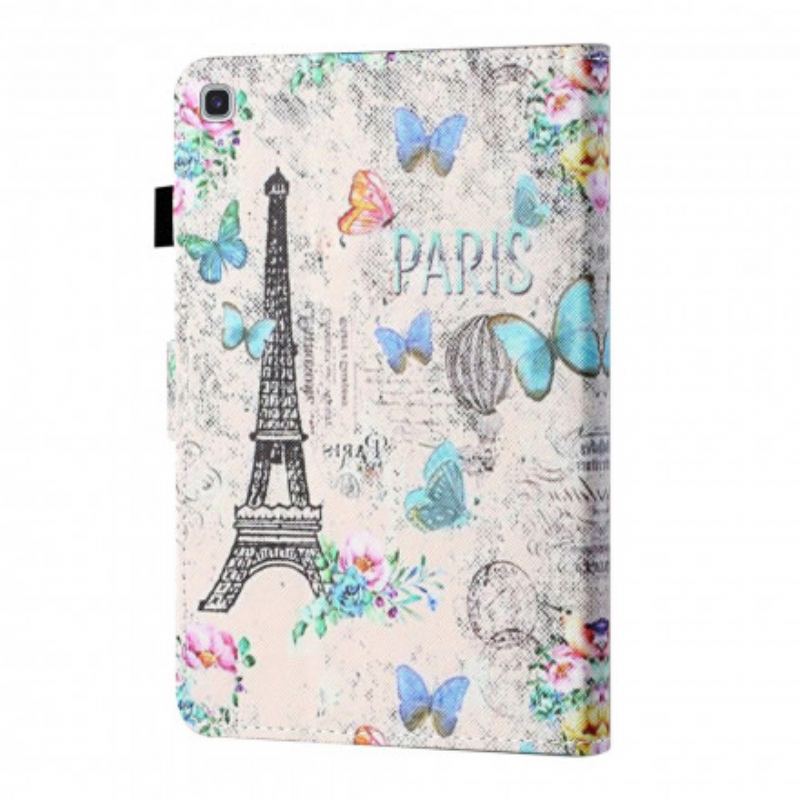 Housse Samsung Galaxy Tab A7 (2020) Tour Eiffel Papillons