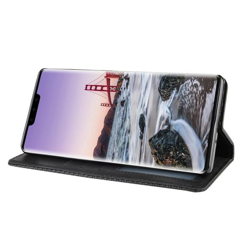 Flip Cover Huawei Mate 30 Pro Effet Cuir Vintage Stylisé