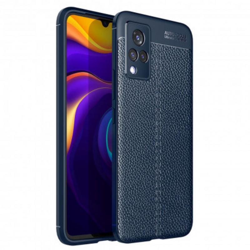 Coque Vivo V21 5G Effet Cuir Litchi Double Line