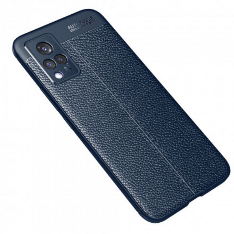 Coque Vivo V21 5G Effet Cuir Litchi Double Line