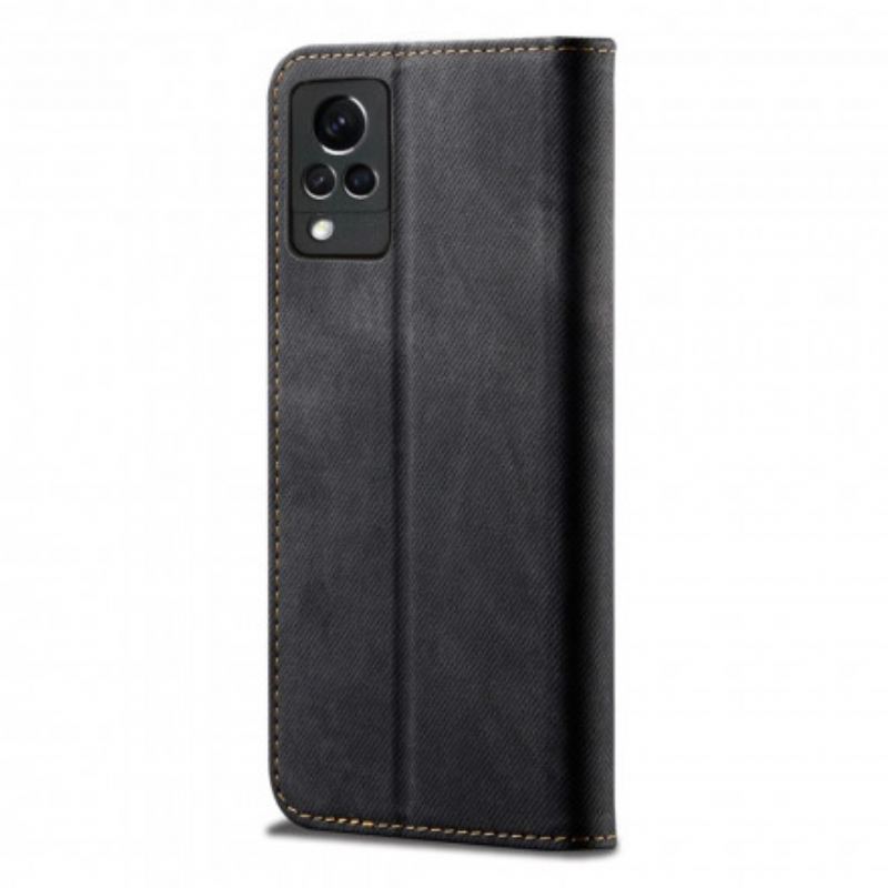 Flip Cover Vivo V21 5G Simili Cuir Texture Jeans