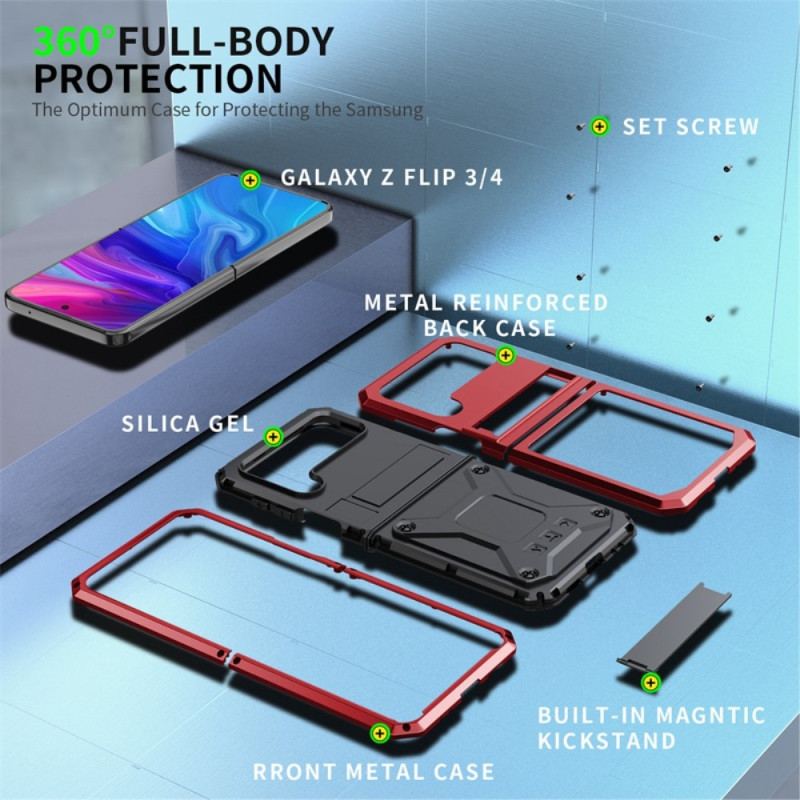 Coque Samsung Galaxy Z Flip 4 Métal et Support Mains Libre