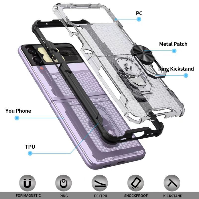 Coque Samsung Galaxy Z Flip 4 Nid d'Abeille avec Anneau-Support