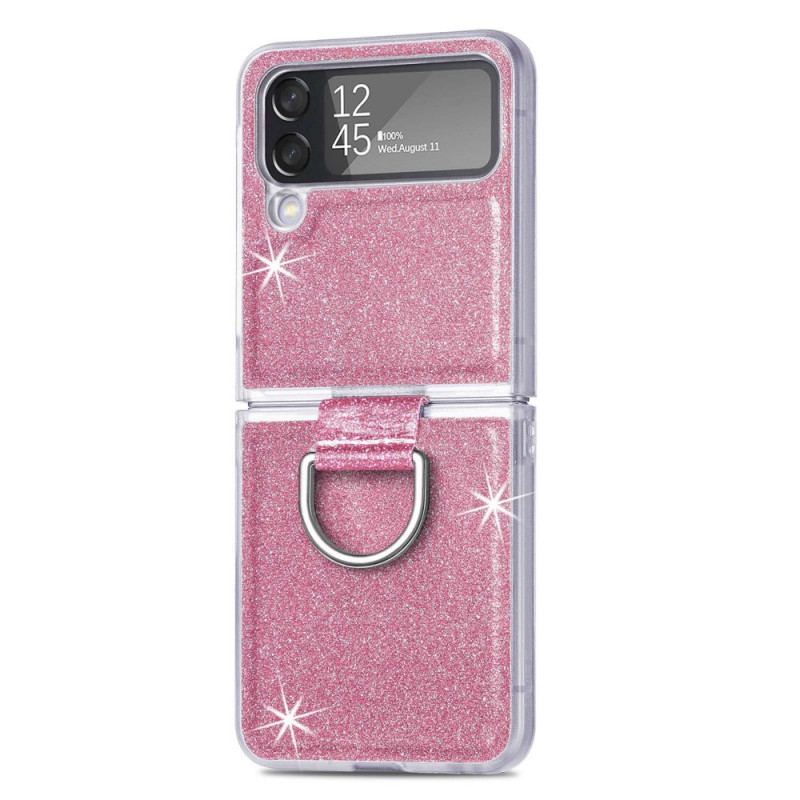 Coque Samsung Galaxy Z Flip 4 Paillettes et Anneau