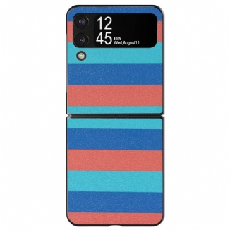 Coque Samsung Galaxy Z Flip 4 Simili Cuir Lignes