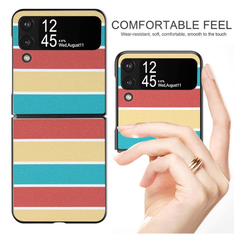 Coque Samsung Galaxy Z Flip 4 Simili Cuir Lignes