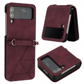 Coque Samsung Galaxy Z Flip 4 Simili Cuir Triangles