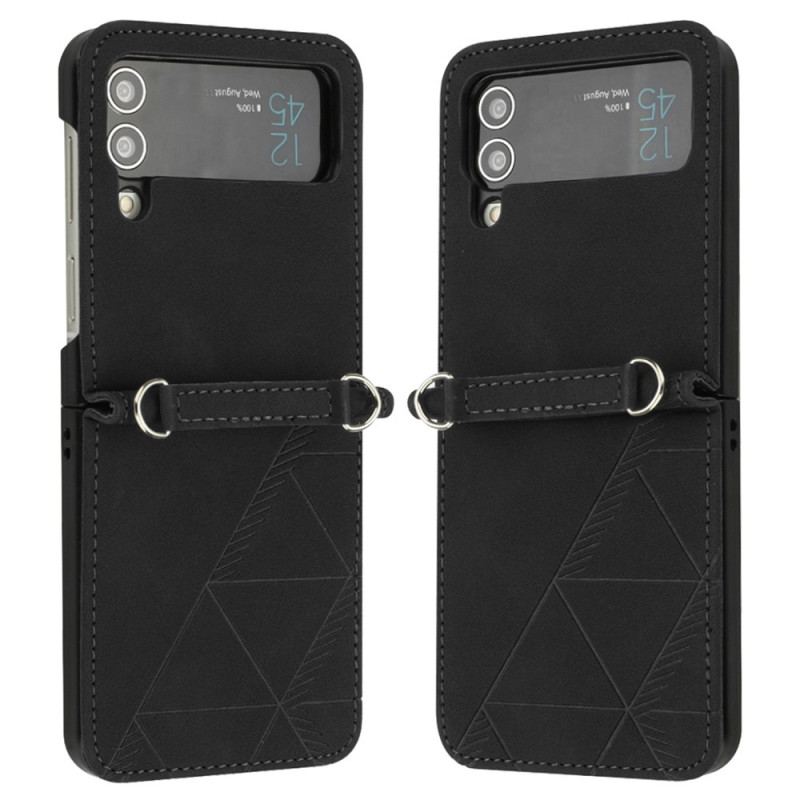 Coque Samsung Galaxy Z Flip 4 Simili Cuir Triangles