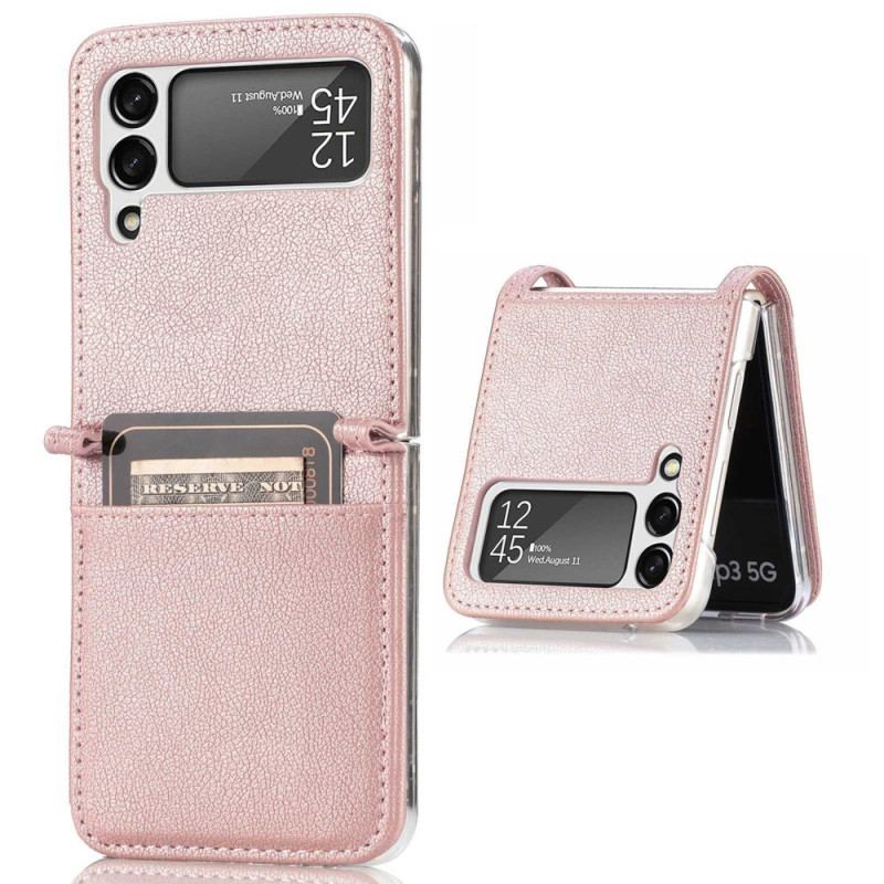 Coque Samsung Galaxy Z Flip 4 Style Cuir Litchi Porte-Carte