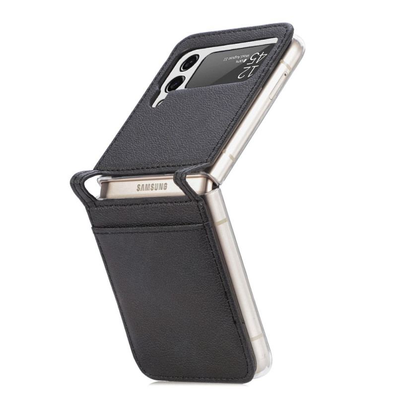 Coque Samsung Galaxy Z Flip 4 Style Cuir Litchi Porte-Carte