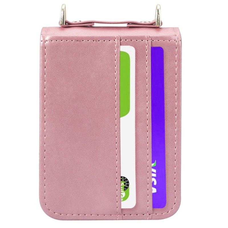 Coque Samsung Galaxy Z Flip 4 Style Cuir Porte-Cartes et Lanière