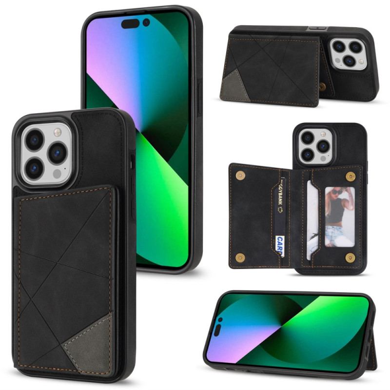 Coque iPhone 16 Pro Max Porte-Cartes Motif Géométrique